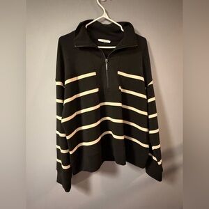 Cable & Gauge Studio Striped Half-Zip Pullover | XL